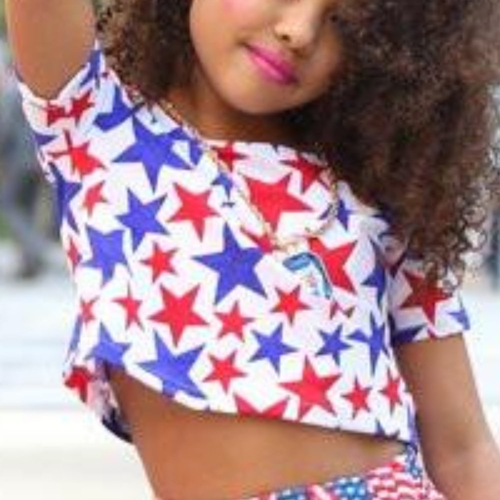Neon Kisses American Stars Cropped Shirt
